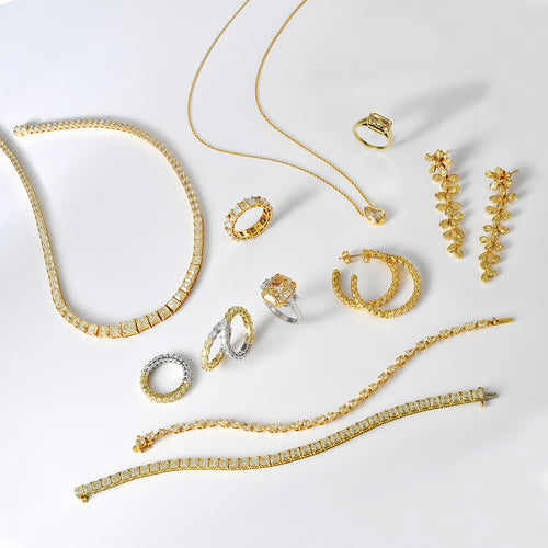 Yellow diamond jewelry, bezel set jewelry, fancy color diamonds, canary yellow diamonds, fancy yellow diamond, yellow diamond jewelry