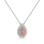 Fancy natural pink diamond, pink diamond pendant, light pink pear diamond, pear shape diamond, pink pear shape.