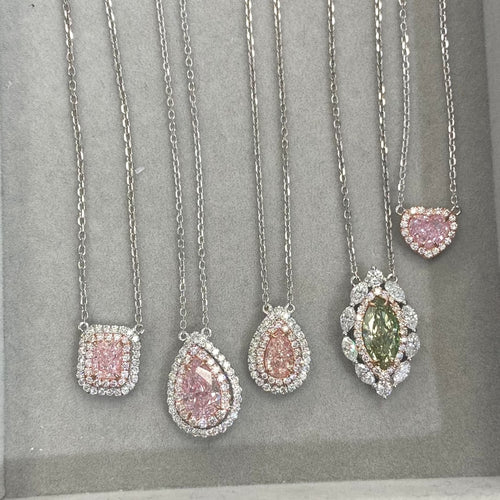 natural pink diamond, pink diamond pendant, light pink pear diamond, pear shape diamond, pink pear shape