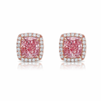 Ethereal pink diamond stud earrings featuring GIA-certified light pink diamonds.