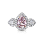 Ethereal 1.5 carat Light pink pear shape diamond ring.