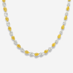 11.5ct Alternating Fancy Yellow and White Pear Diamond Necklace