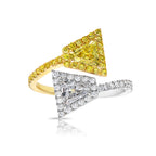 Unique yellow diamond ring. 2 stone ring. two stone ring. unique yellow diamond ring.