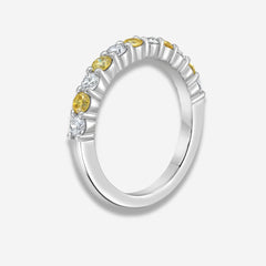Round Yellow and White Diamond Band Ring