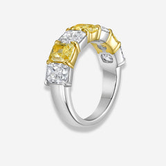 Alternating Radiant Yellow and Colorless Diamond Half Eternity Band