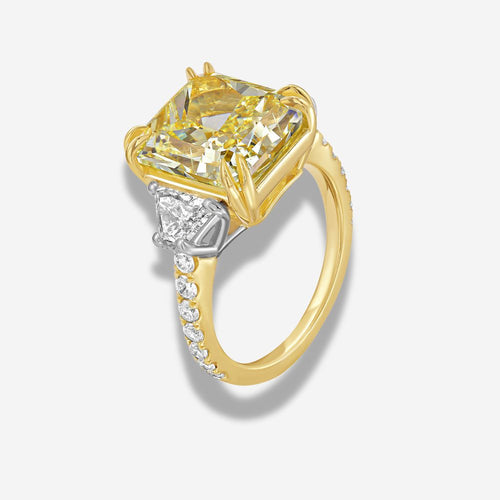 8.16 Carat Intense Yellow Radiant Diamond Engagement Ring