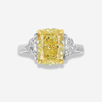 3 Carat Fancy Yellow Elongated Cushion Diamond Engagement Ring