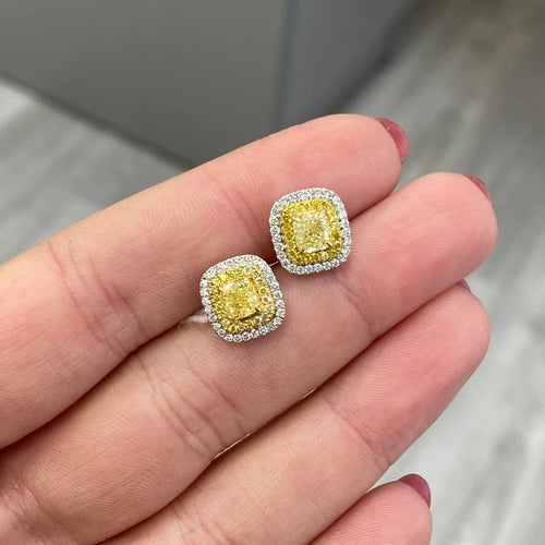 2 carat yellow diamond earrings. 2 carat yellow diamond studs