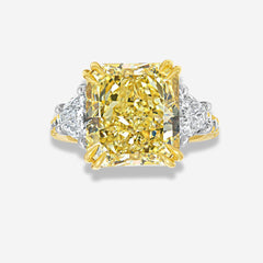 8.16 Carat Intense Yellow Radiant Diamond Engagement Ring