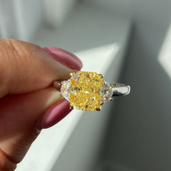 Light yellow diamond ring. Light yellow diamond. Yellow diamond engagement ring. Yellow diamond jewelry. Gia certified yellow diamonds