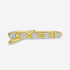 Yellow and White Diamond Two-Finger Ring