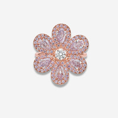Pink Diamond Flower Statement Ring