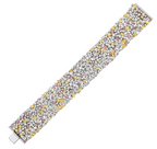 Luxurious multi-color diamond bracelet featuring pink, yellow, and white diamonds in a unique design.