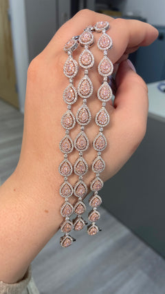 Pink diamond bracelet. pink diamond pear shape bracelet. Pink tennis bracelet. Natural pink diamond bracelet.