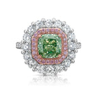 Green Cushion Diamond Halo Cocktail Ring