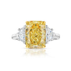 4.04ct Fancy Yellow Elongated Radiant Diamond Engagement Ring