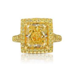 All yellow diamond halo square diamond engagement ring