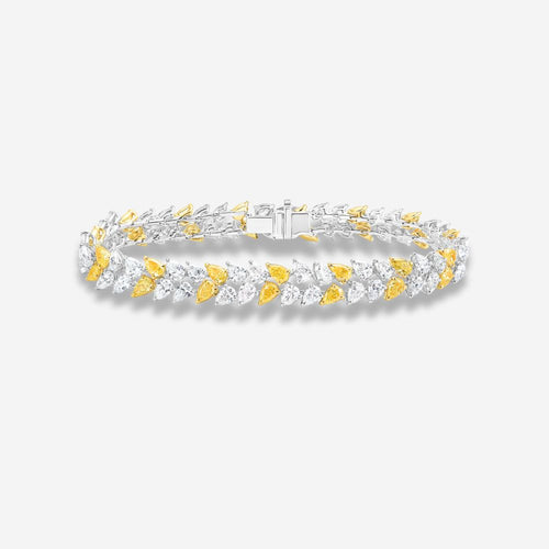 13ct Yellow & White Pear Diamond Double Row Bracelet