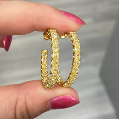 Old money fancy yellow diamond hoop earrings.