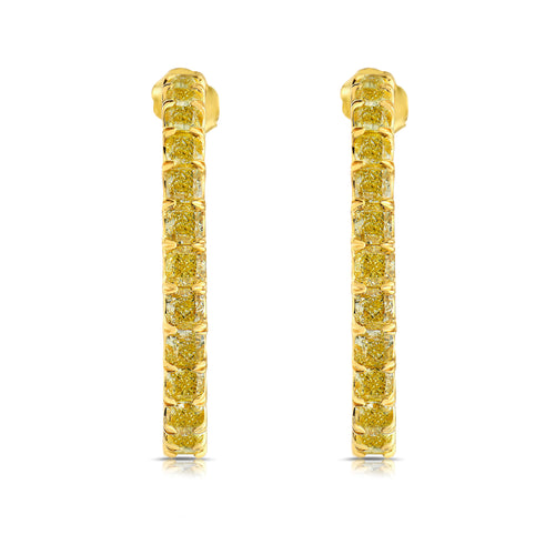 Old money fancy yellow diamond hoop earrings.