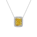 1.71ct Light Yellow Radiant in Diamond Halo Pendant Necklace