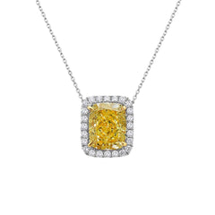 1.71ct Light Yellow Radiant in Diamond Halo Pendant Necklace