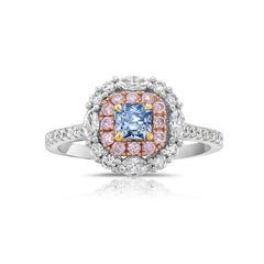GIA certified fancy blue diamond ring with VS2 clarity.
