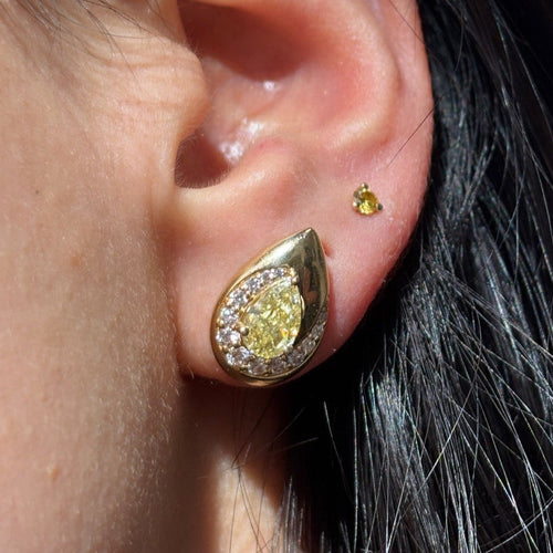 Bezel Swirl Yellow Diamond Studs