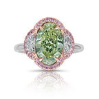 3 Carat Green Oval Diamond Ring