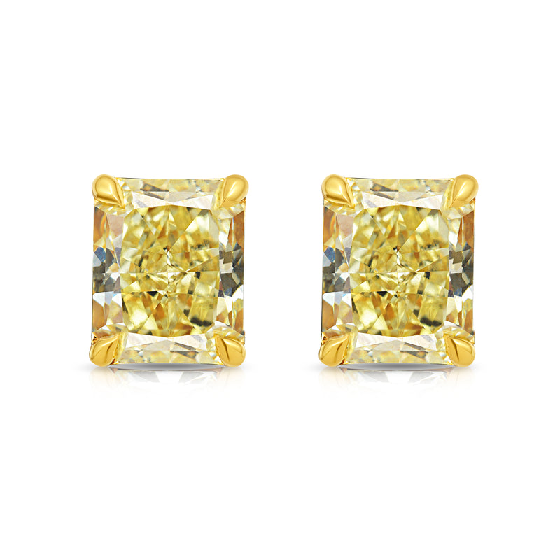 1.5ct Each Elongated Radiant Yellow Diamond Studs
