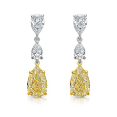 Yellow Diamond Pear Drop Earrings