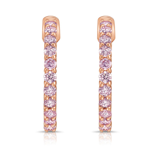 Pink Diamond Mini Hoop Earrings