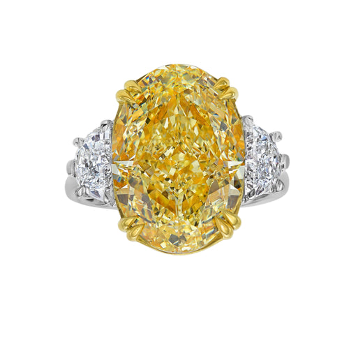 5ct Fancy Intense Yellow Oval Diamond Engagement Ring