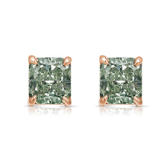 3.52ct Green Diamond Chameleon Diamond Studs