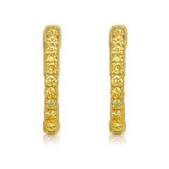 1 Carat Yellow Round Diamond Mini Hoop Earrings