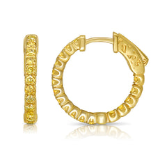 1 Carat Yellow Round Diamond Mini Hoop Earrings