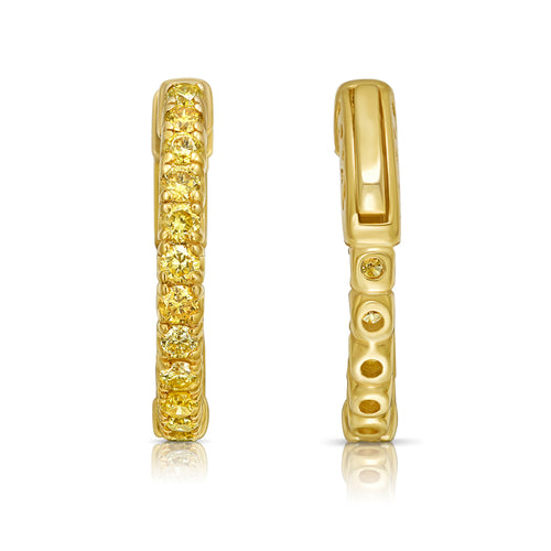 1 Carat Yellow Round Diamond Mini Hoop Earrings