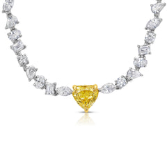 Fancy Yellow Heart and White Diamond Necklace