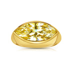 Fancy Yellow Marquise Cut East West Bezel Set Diamond Ring