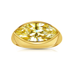 Fancy Yellow Marquise Cut East West Bezel Set Diamond Ring