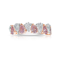 Alternating Pink and White Pear Shape Diamond Half Eternity Band
