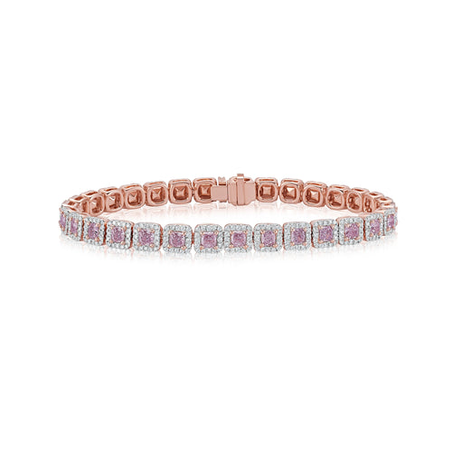 Pink Diamond Halo Bracelet