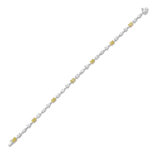Yellow and White Diamond Mixed Shape Bracelet