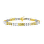3:3 Yellow and White Diamond Elongated Radiant Cut Diamond Tennis Bracelet
