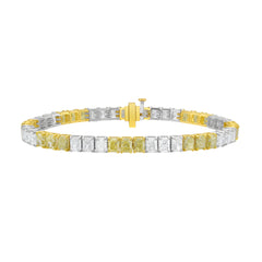 3:3 Yellow and White Diamond Elongated Radiant Cut Diamond Tennis Bracelet