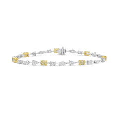 Yellow and White Diamond Mixed Shape Bracelet
