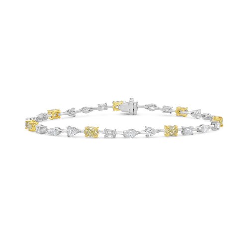 Yellow and White Diamond Mixed Shape Bracelet