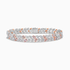 10.5ct Fancy Pink & White Pear Shape Diamond Double Row Bracelet