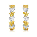 Yellow and White Pear Diamond Mini Hoop Earrings