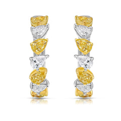Yellow and White Pear Diamond Mini Hoop Earrings
